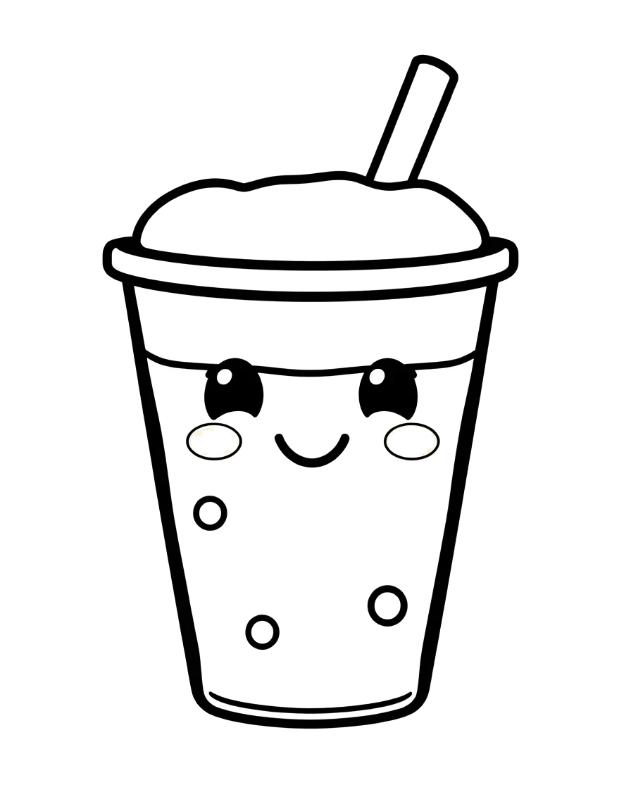 Bubble tea line drawing to trace