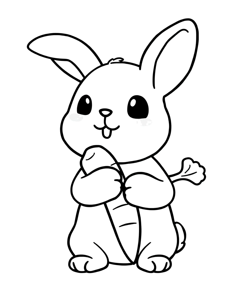 Bunny with a carrot line drawing to trace