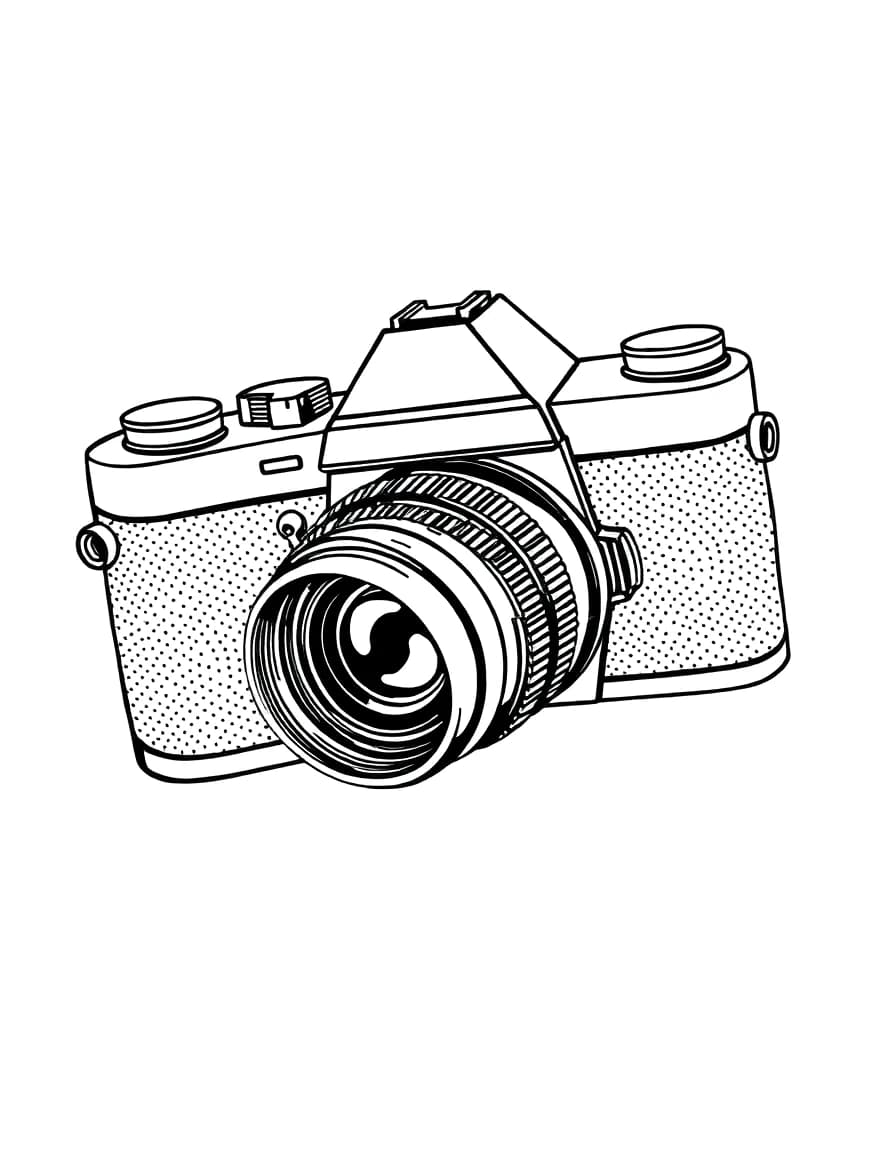 Vintage camera line drawing to trace