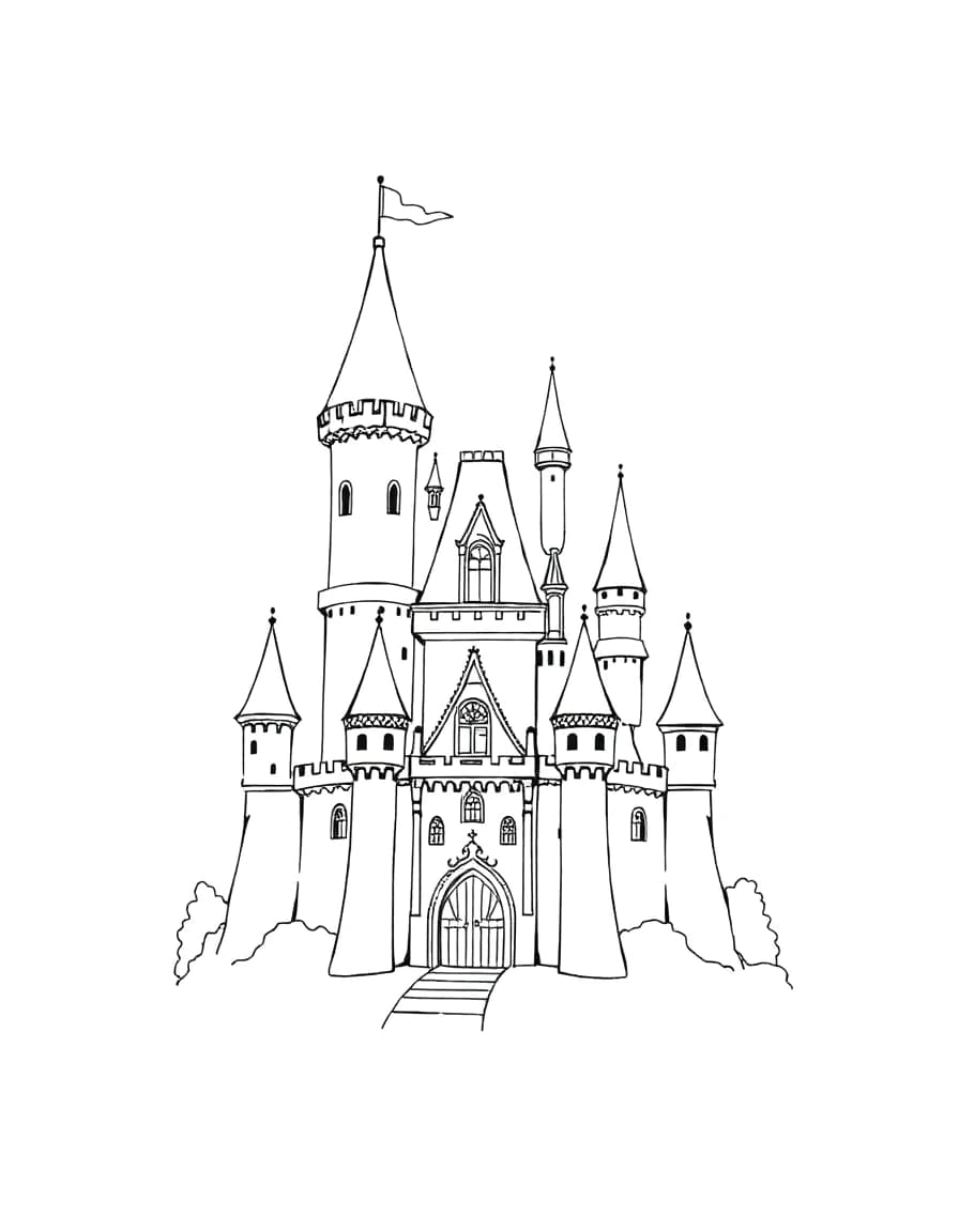 Castle line drawing to trace