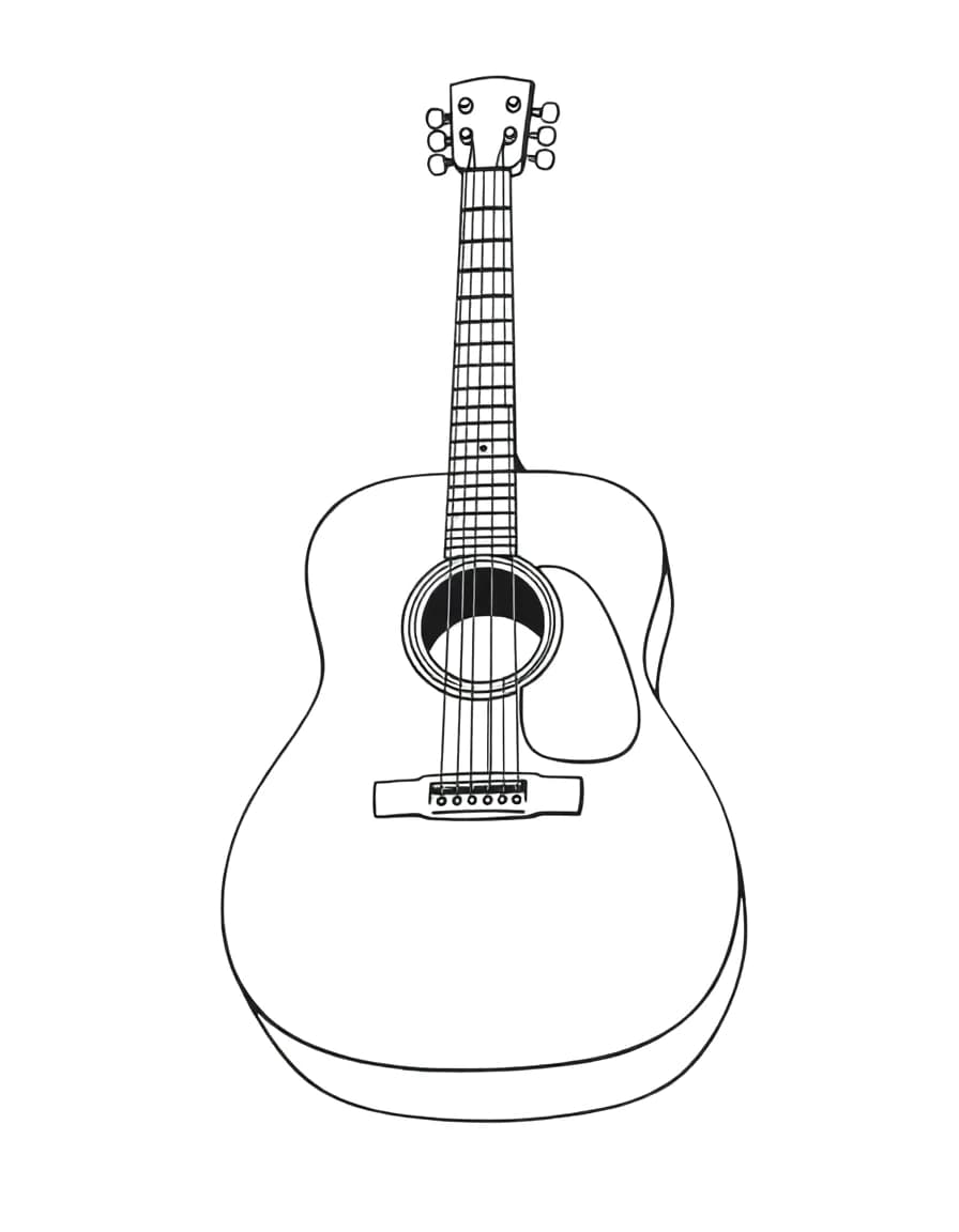 Guitar line drawing to trace