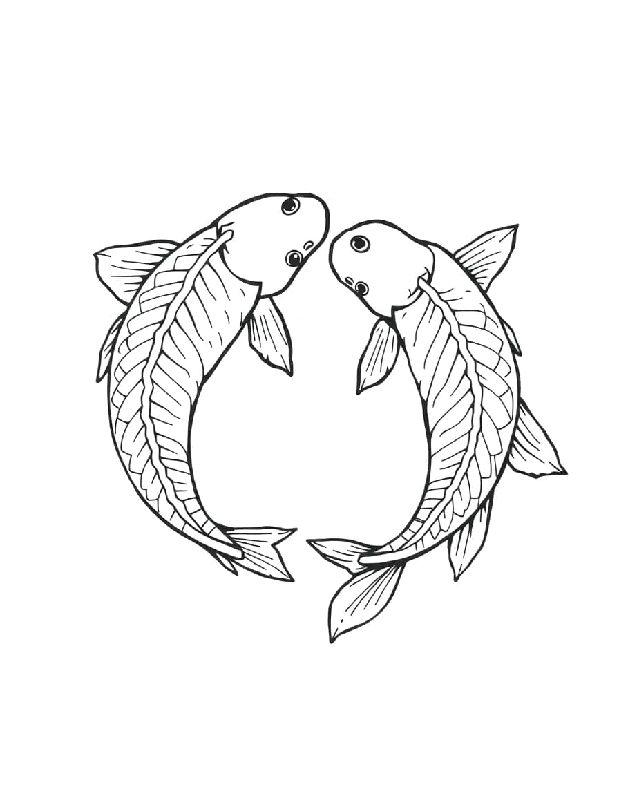 Koi fish line drawing to trace