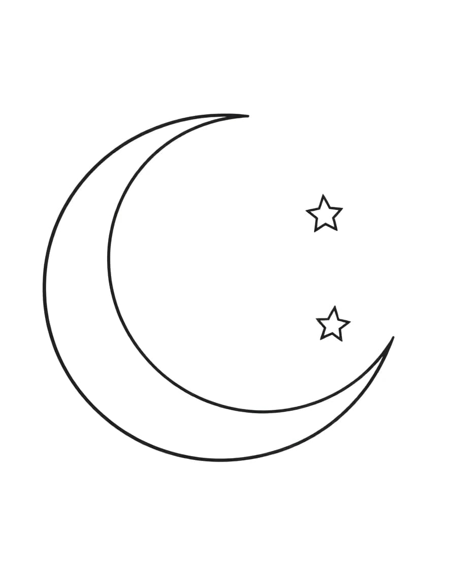 Moon and stars line drawing to trace