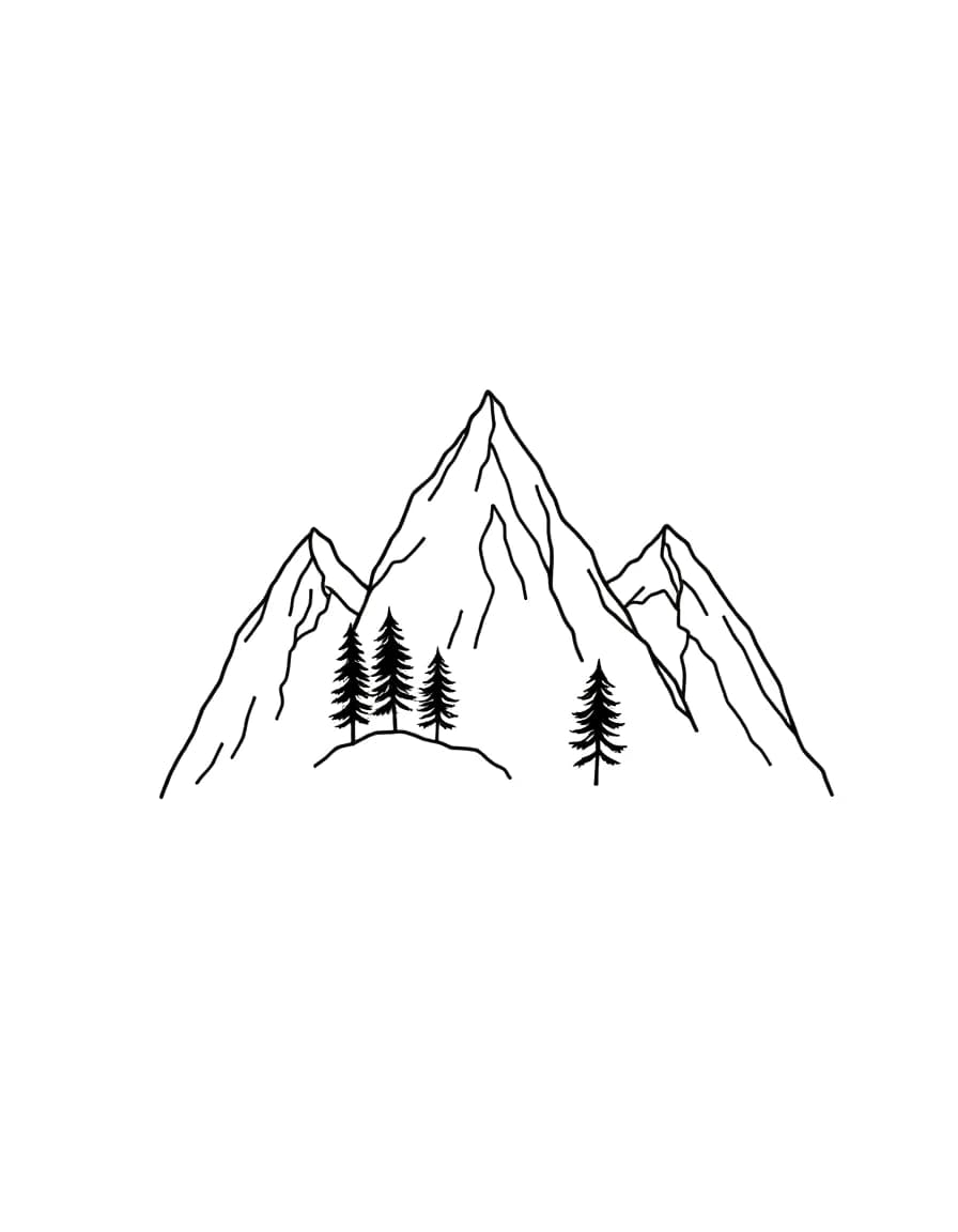 Mountains line drawing to trace