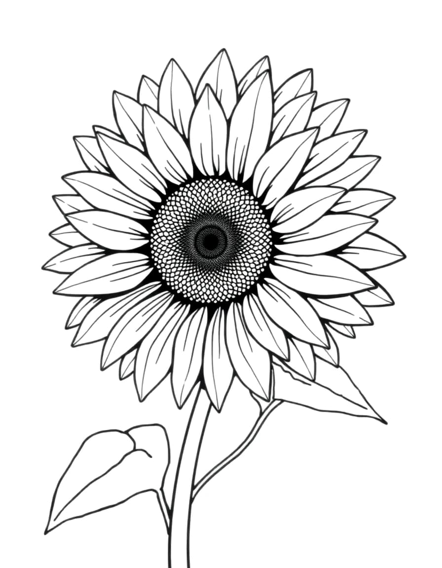 Sunflower line drawing to trace