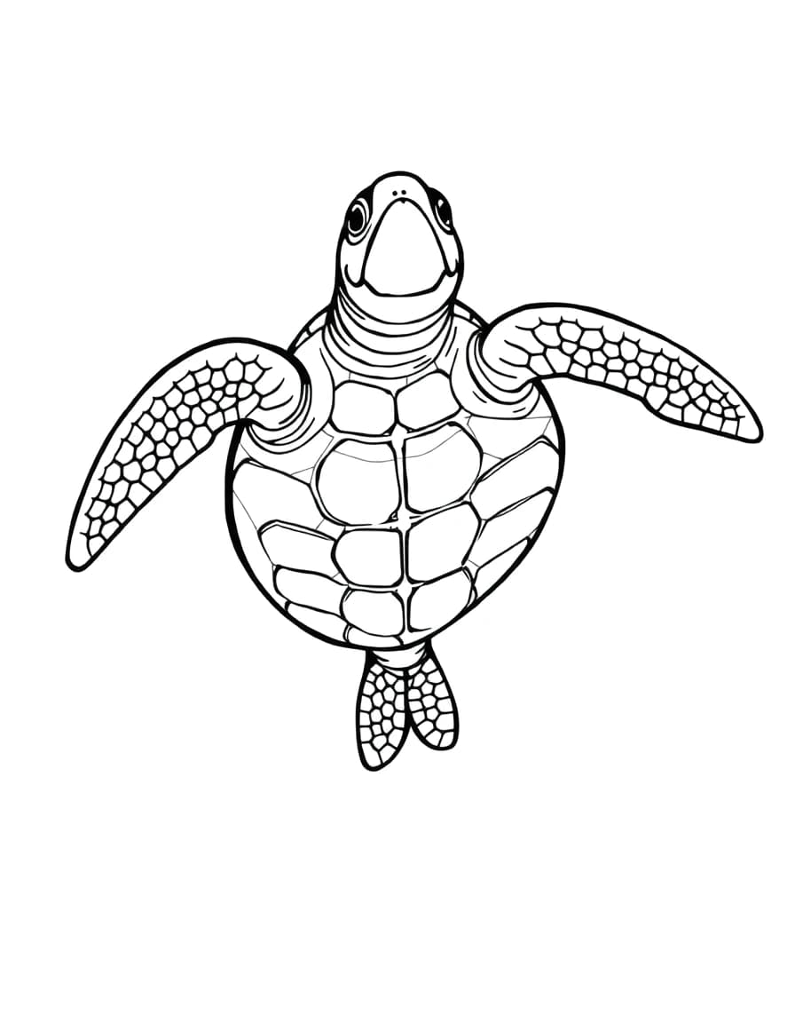 Sea turtle line drawing to trace